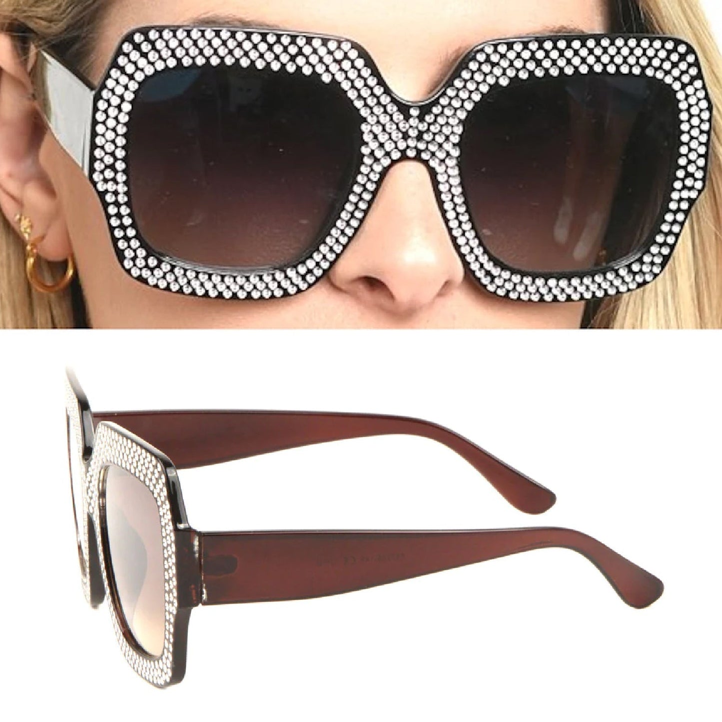 4953 Big Square Diamond Framed Sunglasses DeoDap