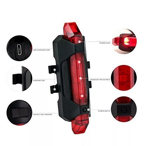 1561 Rechargeable Bicycle Front Waterproof LED Light (Red) JK Trends