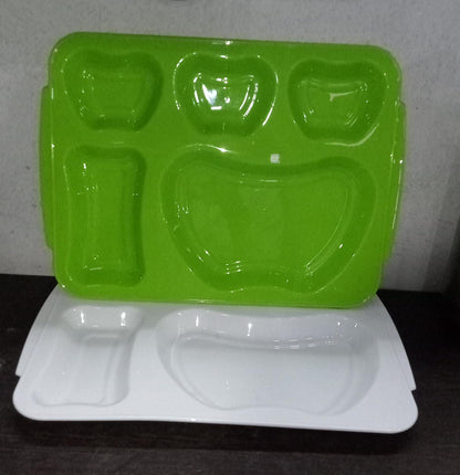 5363 Unbreakable Plastic Food Plates / Biodegradable 5 Compartment Square Plate for Food