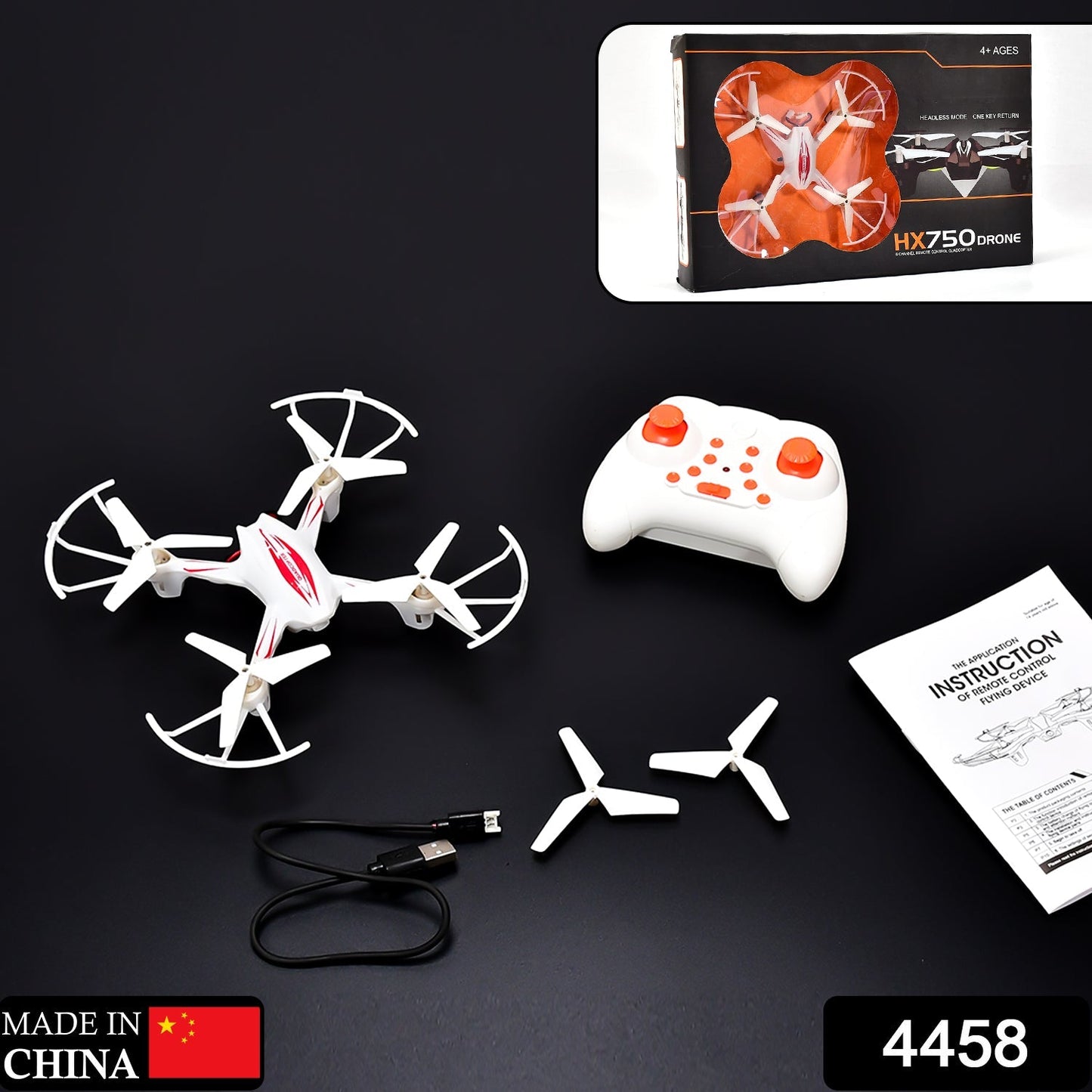 4458 HX-750 Remote Controlled Drone with Unbreakable Blades for Kids (Without Camera) DeoDap