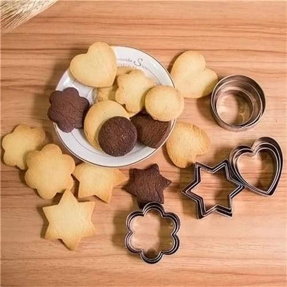 0813 Cookie Cutter Stainless Steel Cookie Cutter with Shape Heart Round Star and Flower (12 Pieces) JK Trends