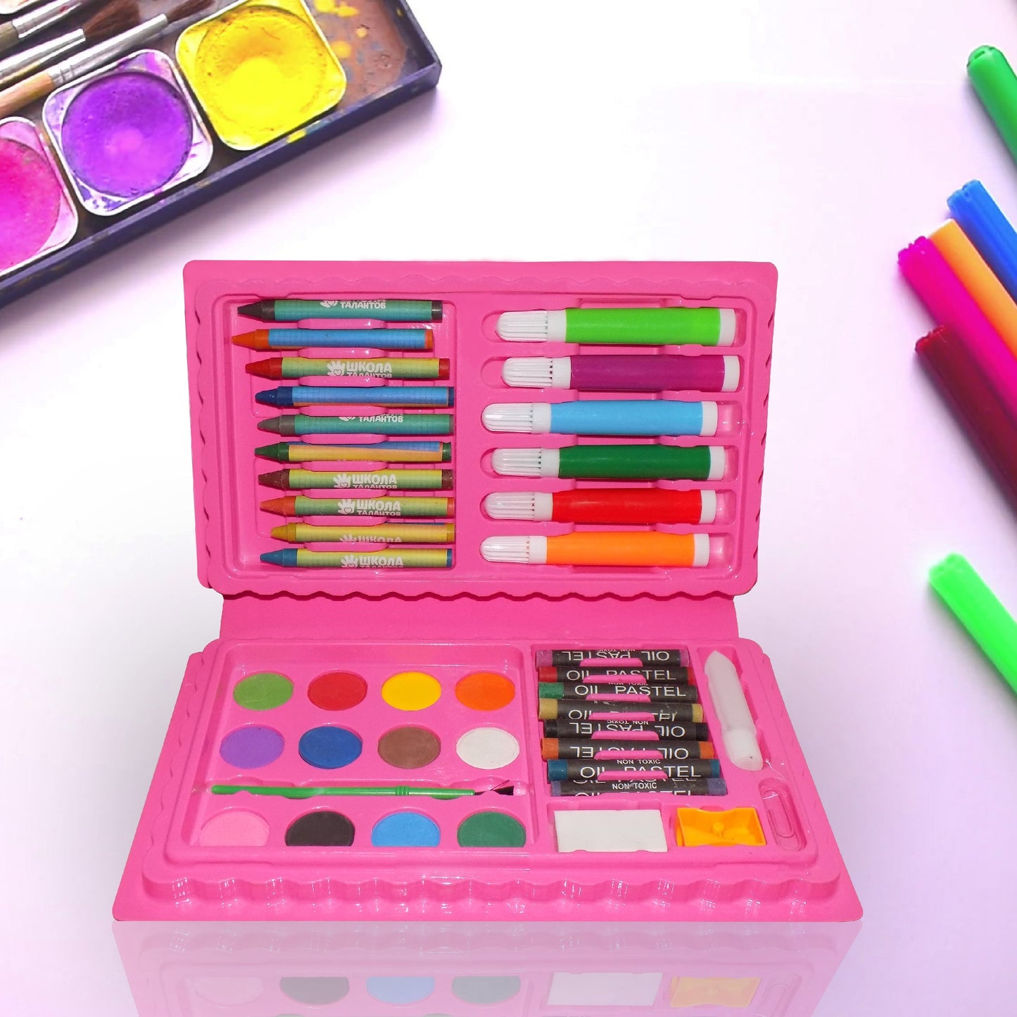 1092A Coloring Combo Colors Box Color Pencil, Crayons, Water Color, Sketch Pens Set of 42 DeoDap