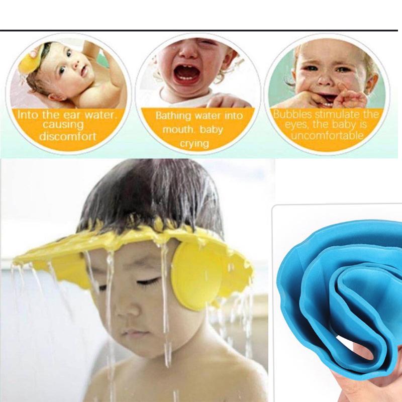 0378 Adjustable Safe Soft Baby Shower cap Your Brand