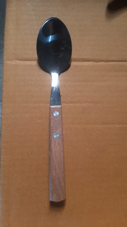 2709 STAINLESS STEEL WITH WOODEN HANDLE 1PC SPOON. SPOON FOR COFFEE, TEA, SUGAR, & SPICES. DeoDap