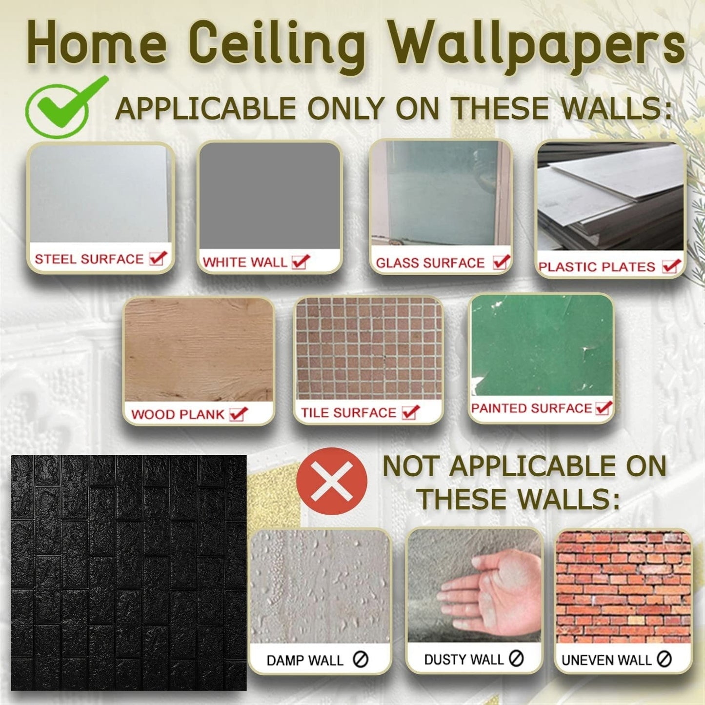 7450 Design Wallpaper 3D Foam Wallpaper Sticker Panels I Ceiling Wallpaper For Living Room Bedroom I Furniture, Door I Foam Tiles