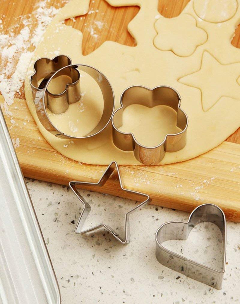 0813 Cookie Cutter Stainless Steel Cookie Cutter with Shape Heart Round Star and Flower (12 Pieces) JK Trends