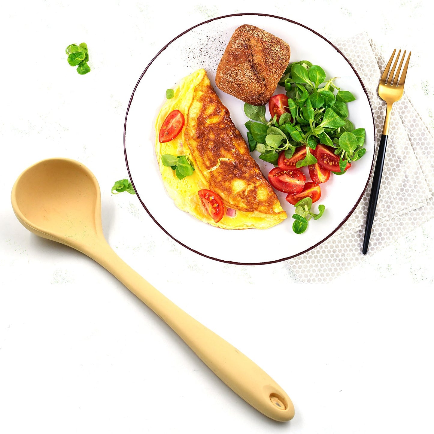 5452 Silicone Ladle Spoon, Heat Resistant Soup Ladle Scoop Spatula with Hygienic Solid Coating FDA Grade (28cm)