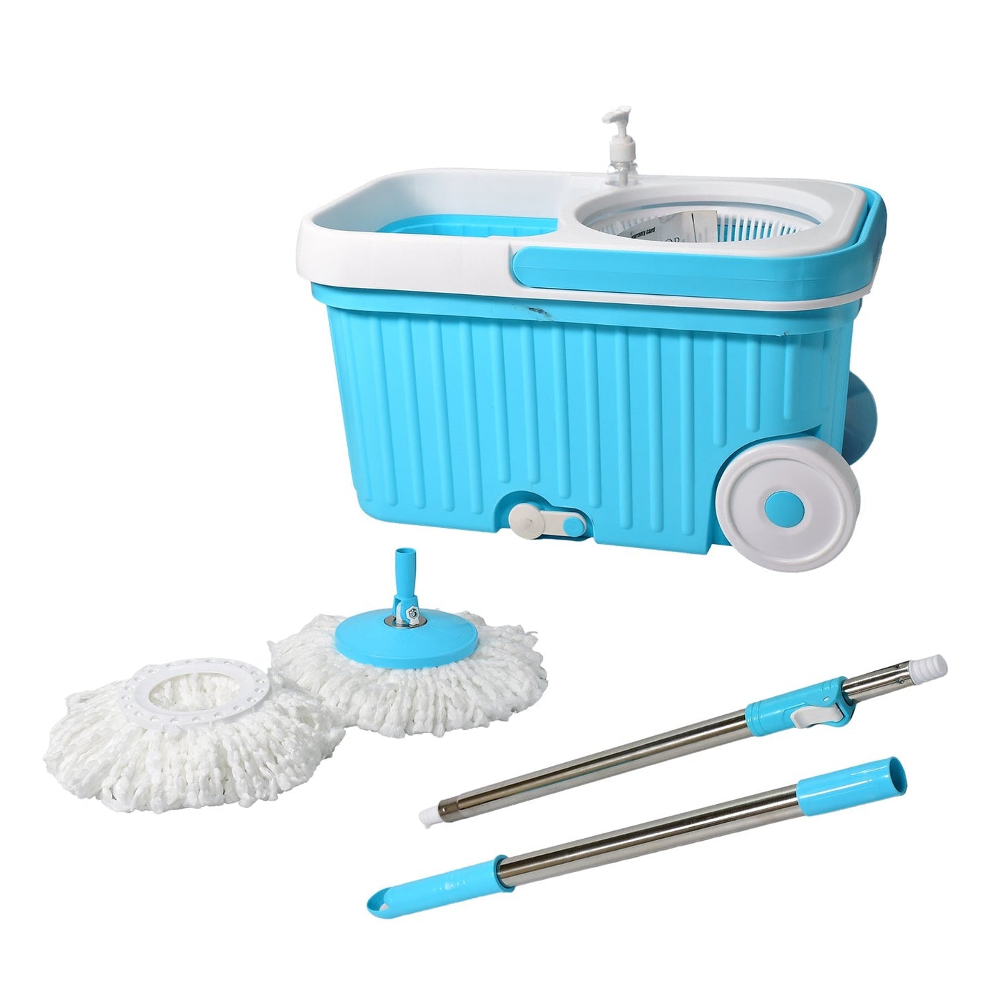 8712 Sporty Plastic Spin Mop with Bigger Wheels and Plastic Auto Fold Handle for 360 Degree Cleaning. DeoDap