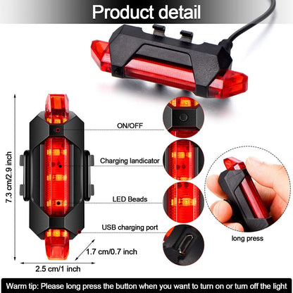 1561 Rechargeable Bicycle Front Waterproof LED Light (Red) JK Trends
