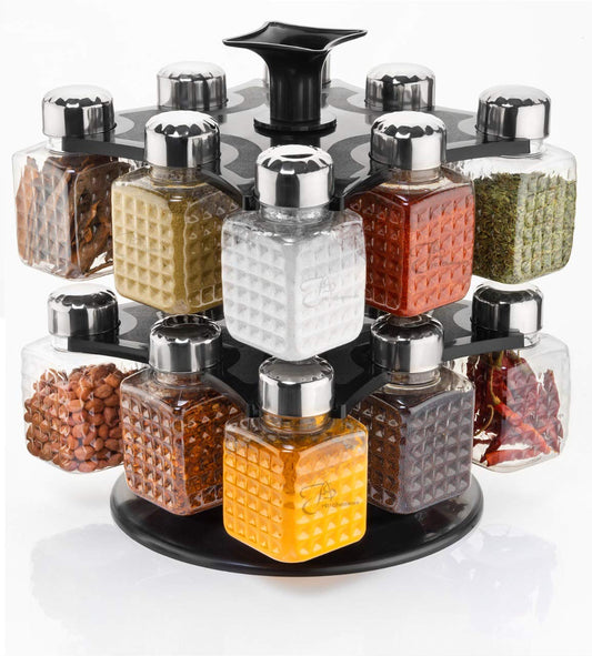 5503 All New Square 16 Bottle Design 360 Degree Revolving Spice Rack Container Condiment, Pieces Set, Square Small Container