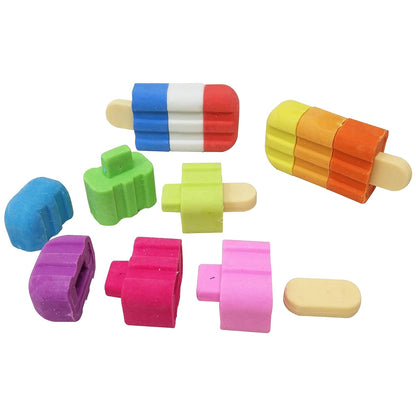 4566 New Ice Cream Stick Erasers for Kids, Pops Fruit-Scented Puzzle Erasers, School Supplies for Kids - Set of 3