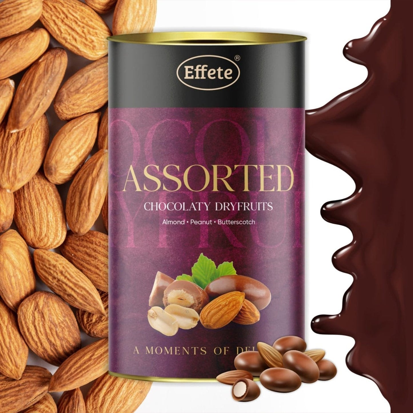 Effete Assorted Chocolate Dryfruits - Almonds, Peanut & Butterscotch (96 gm)