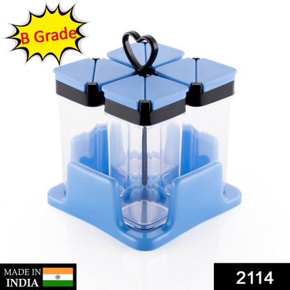 2114  Multipurpose Spice Rack For kitchen Plastic Made set of 4 Jar