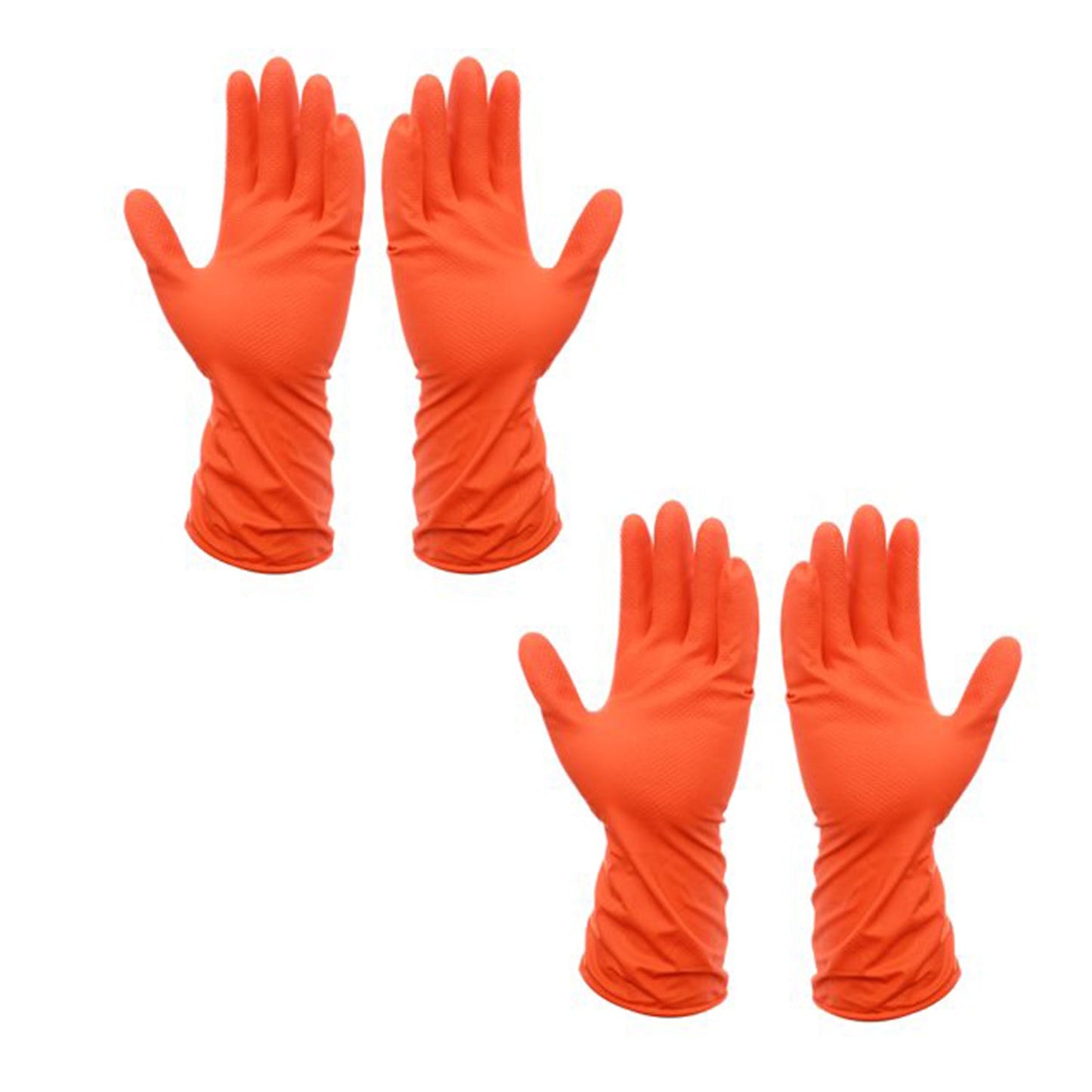 4852 2 Pair Medium Orange  Gloves For Types Of Purposes Like Washing Utensils, Gardening And Cleaning Toilet Etc. DeoDap