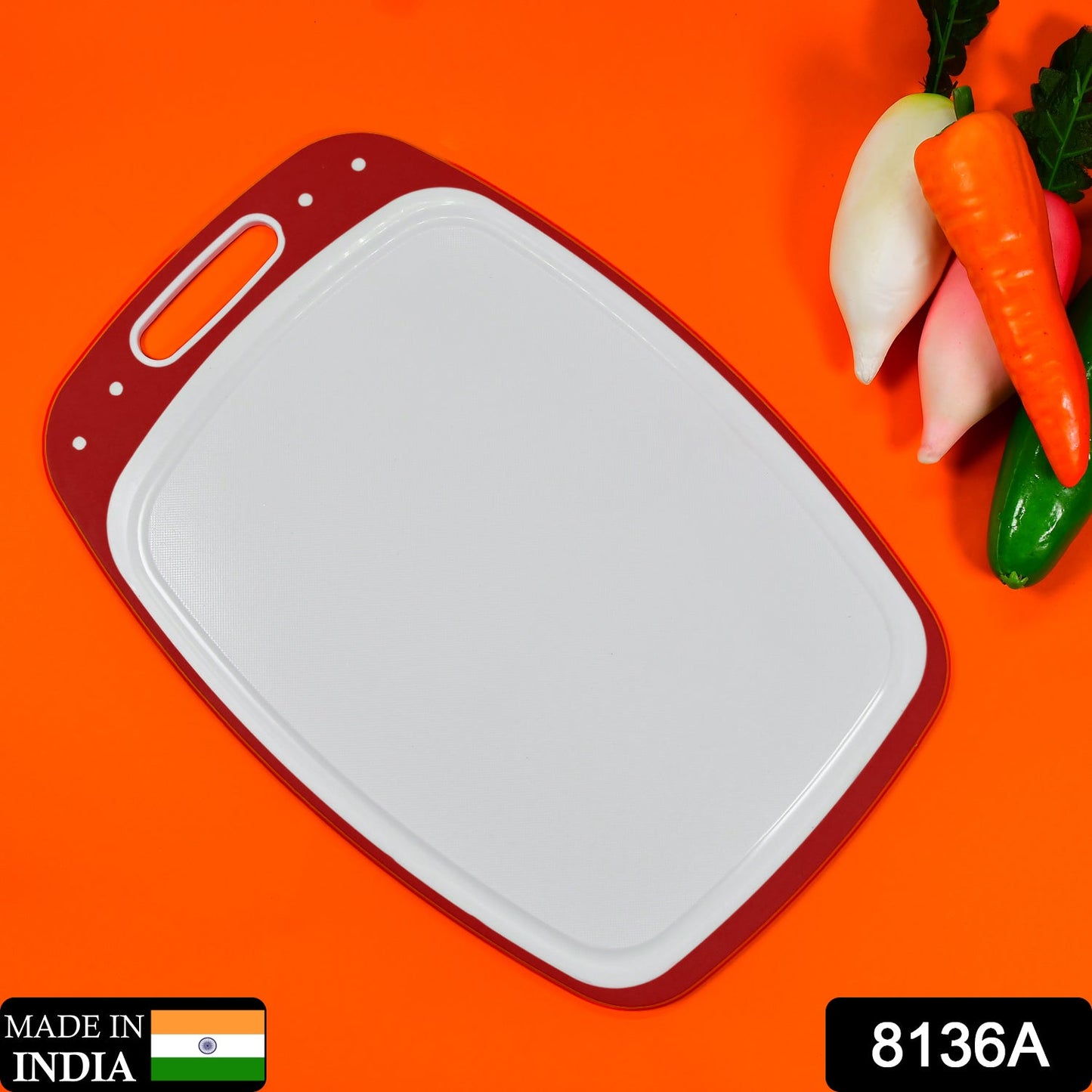 8136A Vegetables and Fruits Cutting Chopping Board Plastic Chopper Cutter Board Non-slip Antibacterial Surface with Extra Thickness DeoDap