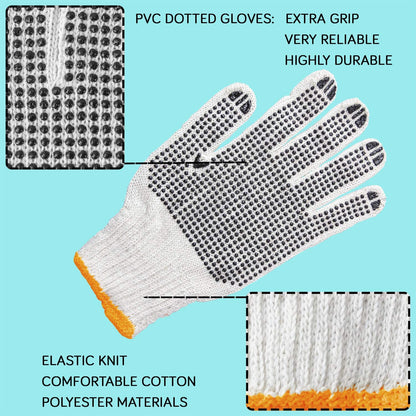 4611 Unisex Knitted/Sewing Cotton Plain Hand Gloves Raw White DeoDap