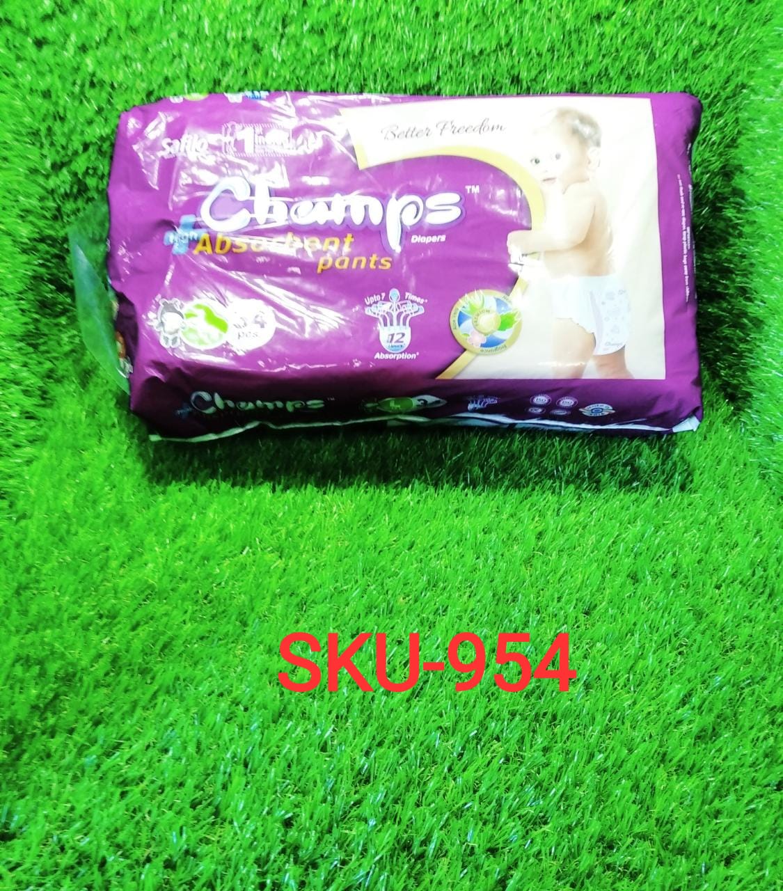 954 Premium Champs High Absorbent Pant Style Diaper Large Size, 34 Pieces (954_Large_34) Champs