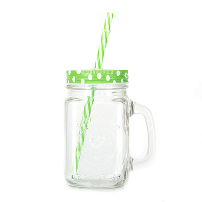 760 Drinking Cup/Glass/Mug Mason Jar with Handle & Straw JK Trends