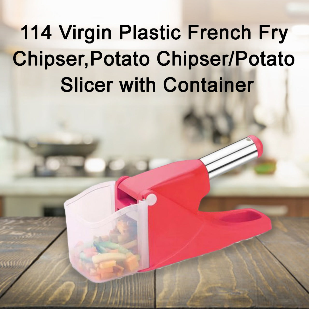 114 Virgin Plastic French Fry Chipser, Potato Chipser/Potato Slicer with Container JK Trends