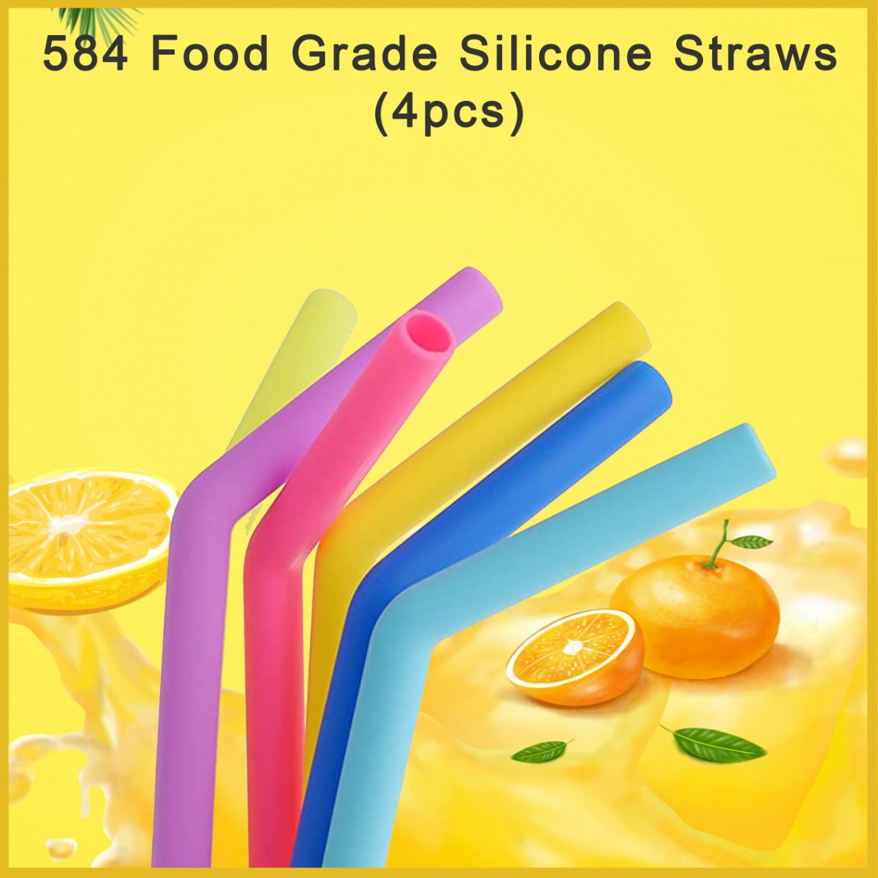 584 Food Grade Silicone Straws (4pcs) JK Trends