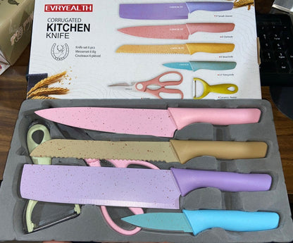 2948 Corrugated 6Pc Kitchen Knife Set Professional Box Knife Set 6 Piece Forged Kitchen Knives with Box. JK Trends