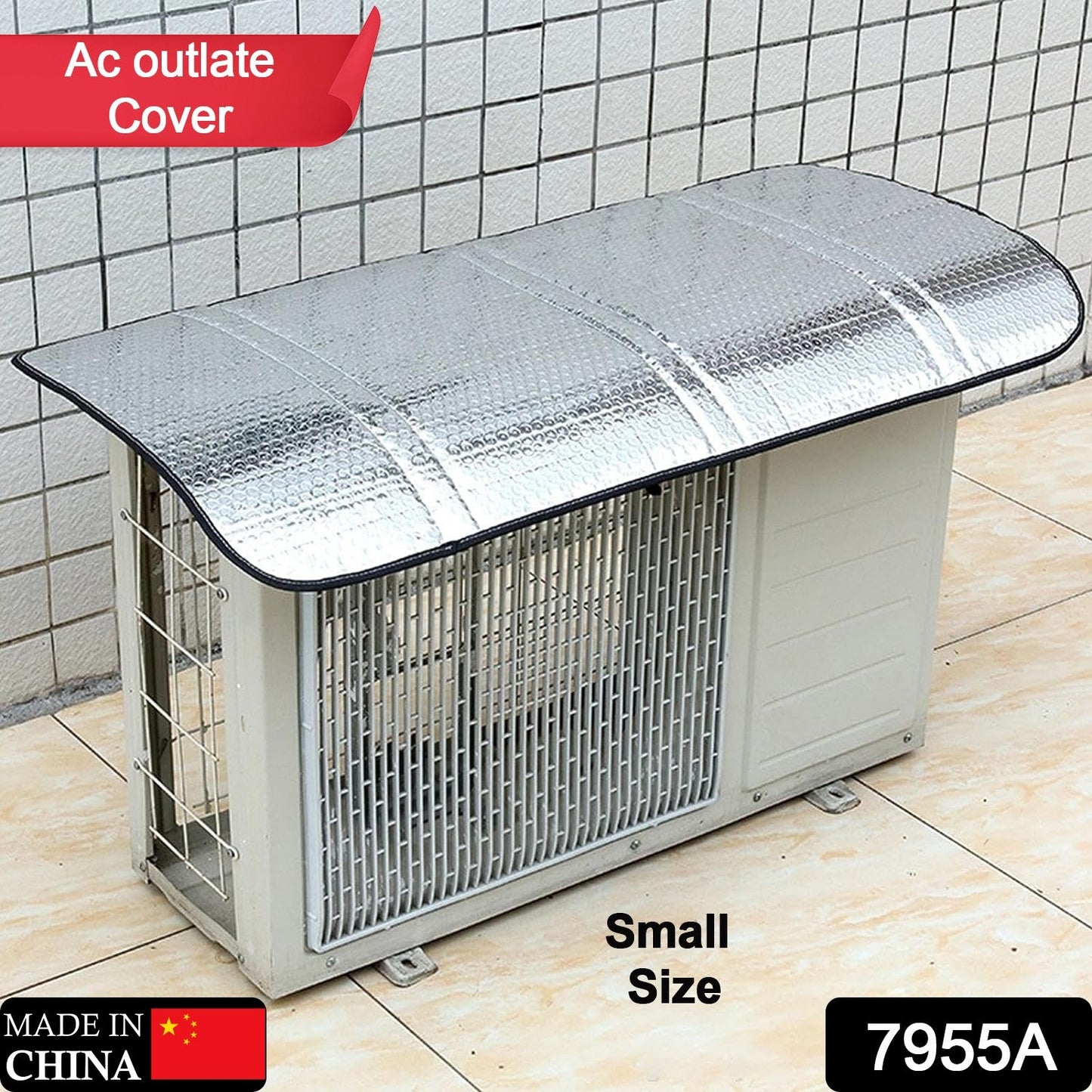 7955A Air Conditioner Outdoor Unit Cover, Outdoor Unit Protective Cover, Aluminum Foil Material, Sun, Rain, Snow, Wind, Dust, Protects Outdoor Units Cover (Small)