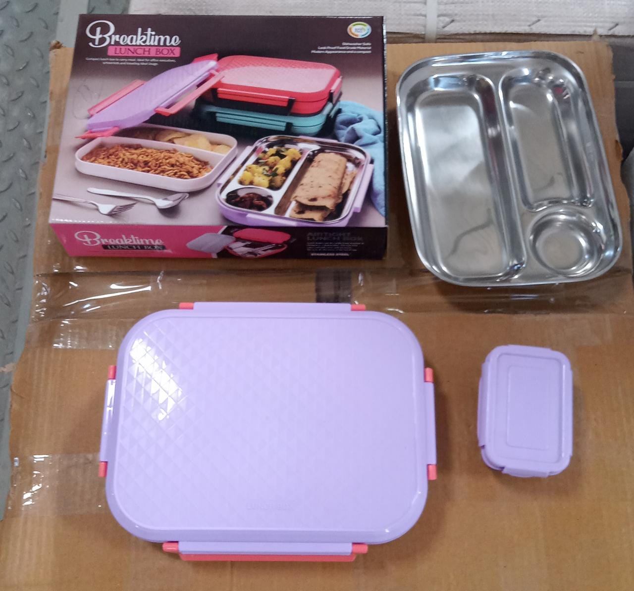 5365 Lunch Box Plastic with steel plate, small lunch box High Quality Box For Kids School Customized Plastic Lunch Box for Girls & Boy