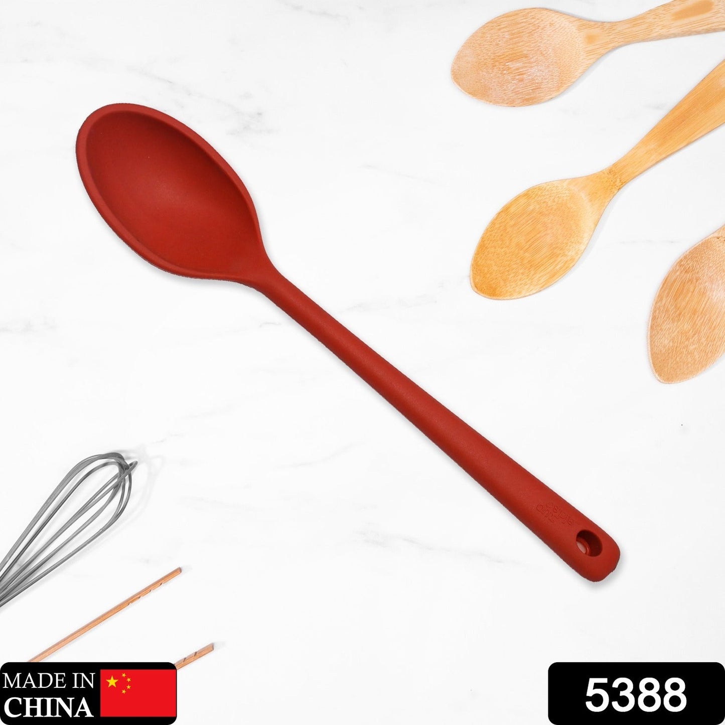 5388 Large Silicone Kitchen Spoon  Long Handle Cooking Spoon for Cooking Baking Ladle Kitchen Utensils Food Grade Silicone JK Trends