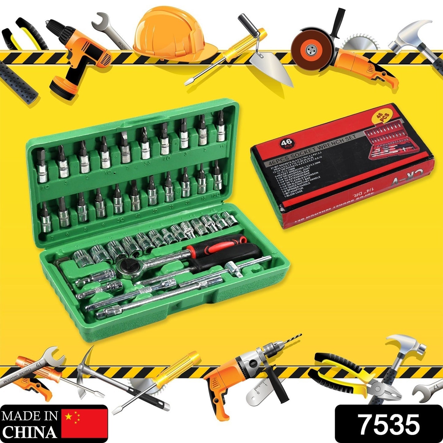 7535 Mechanic 46pc Tool Kit Set High Quality Tool Kit JK Trends